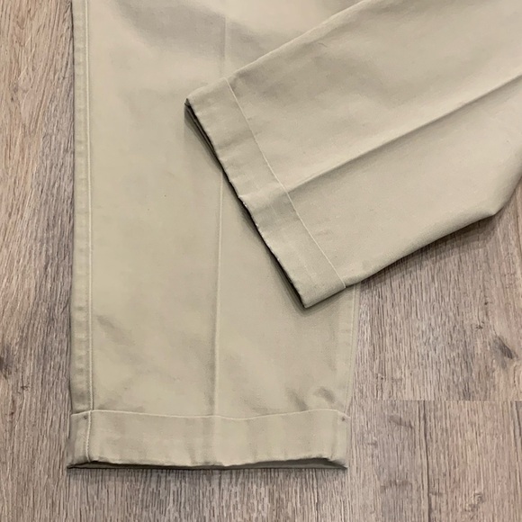 Savane Men’s Pleated Chino Pants Trousers Khaki with Cuffs 38 x 31 Office Preppy - Picture 8 of 13